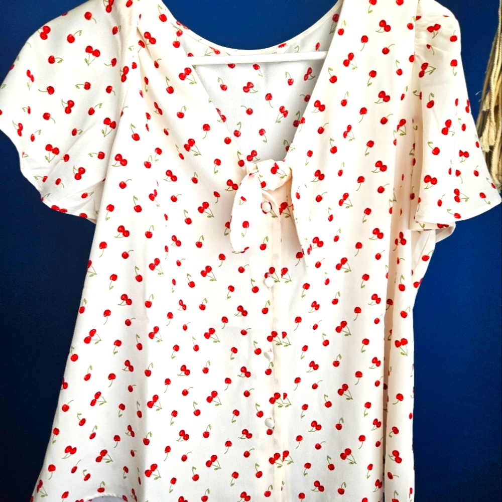 LC Lauren Conrad Cherry Patterned Blouse